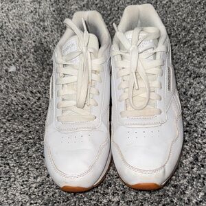 Reebok White Leather Sneakers with Gum Accents